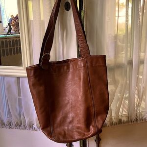 Extra -large, heavy leather, bucket bag